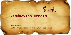 Vidákovics Arnold névjegykártya