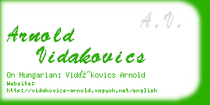arnold vidakovics business card